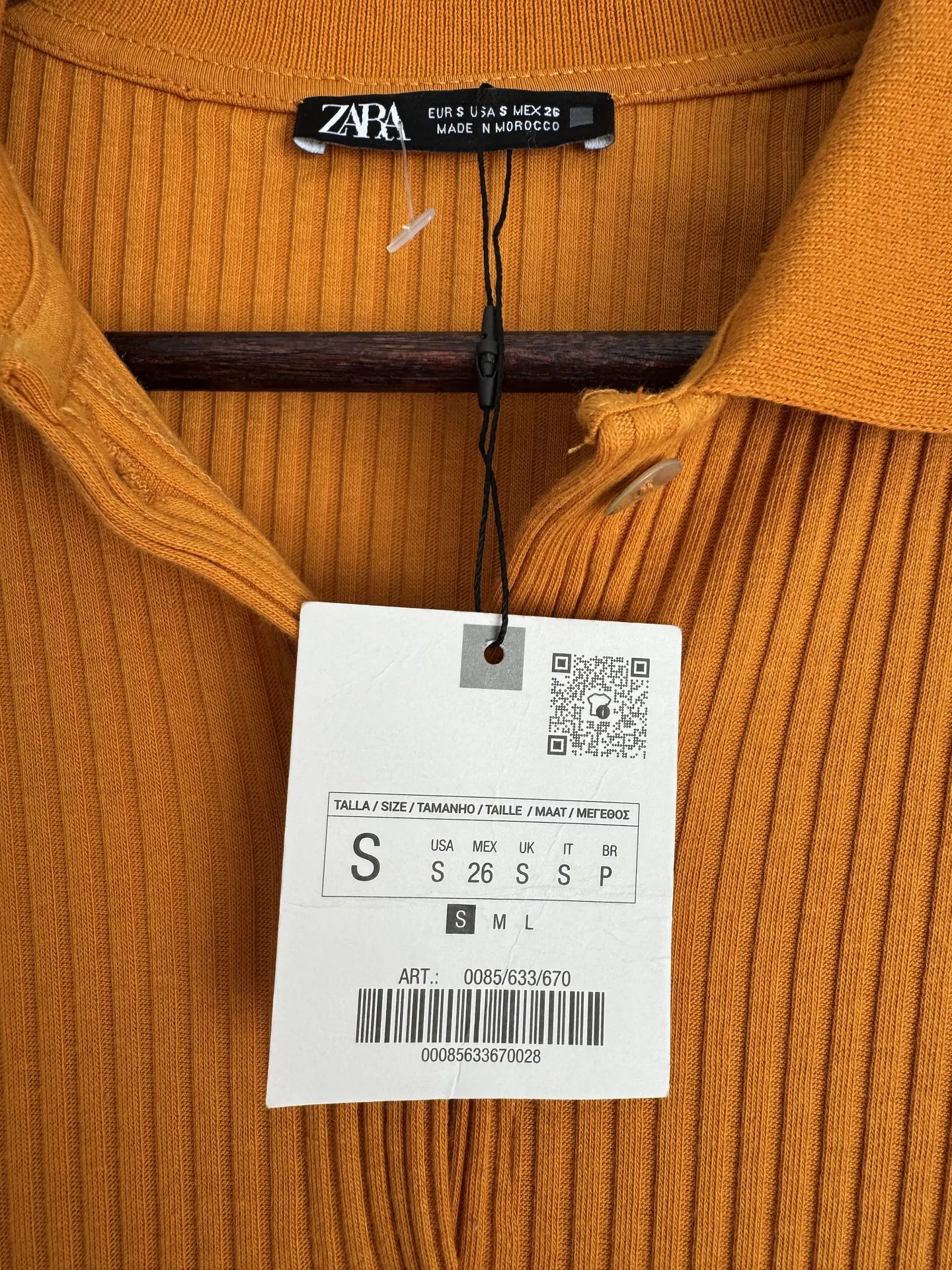 Zara nauja medvilninė suknelė, garstyčių geltonos spalvos, S XS dydis, ribbed 3