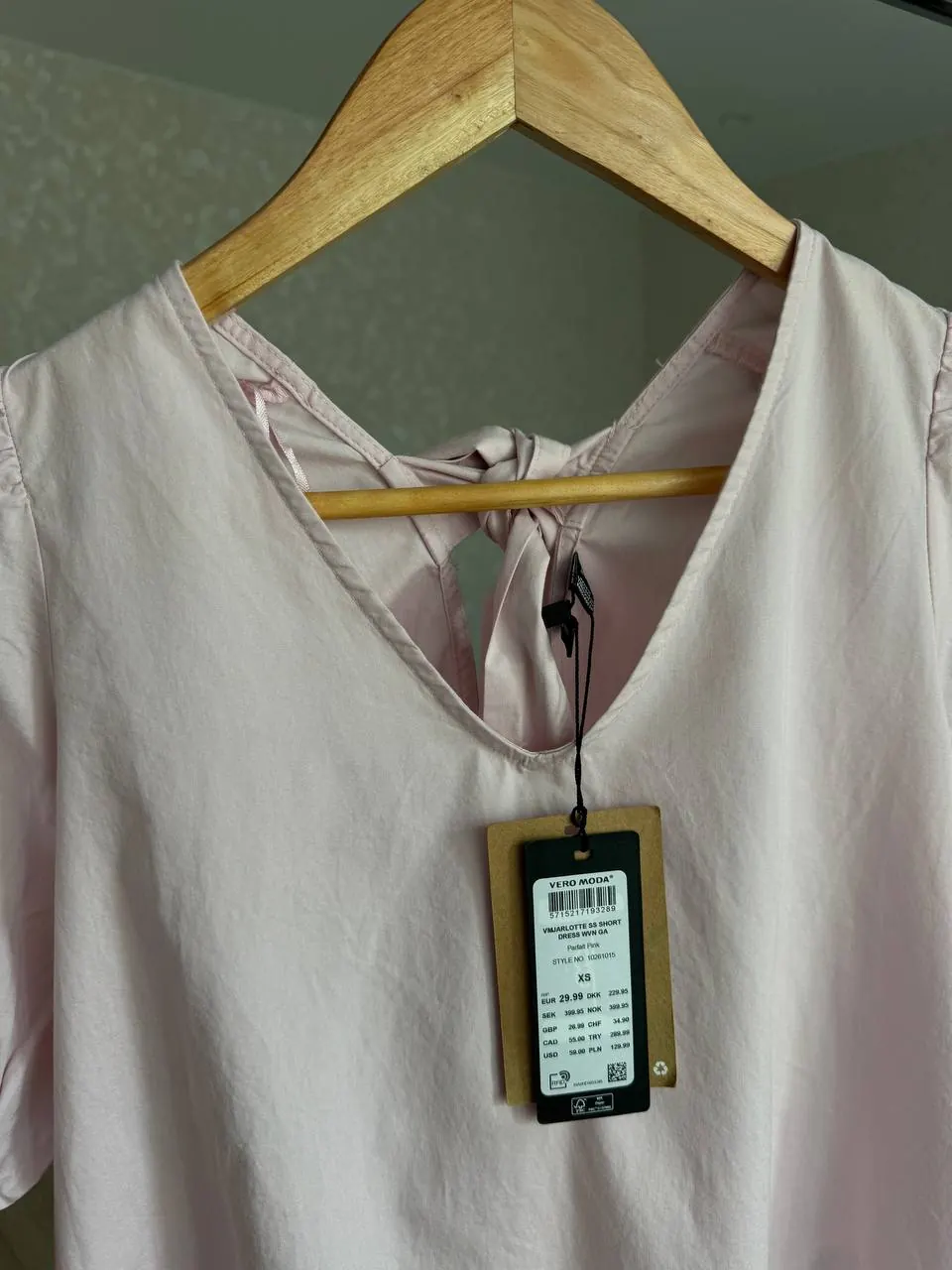100% medvilnė nauja Vero Moda šviesiai rožinė laisvo kirpimo suknelė dydis XS 3