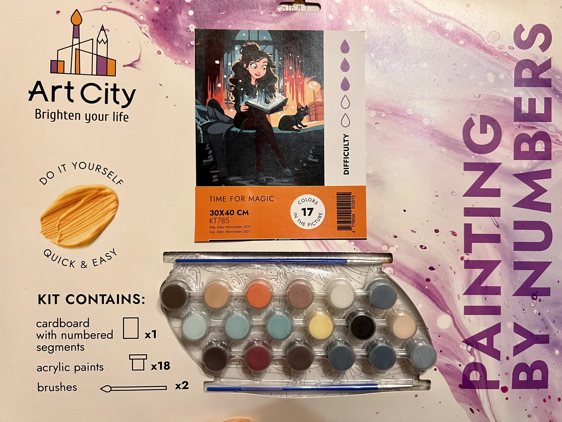 Tapyba pagal skaičius. Mergaitė su kate. Magija 2