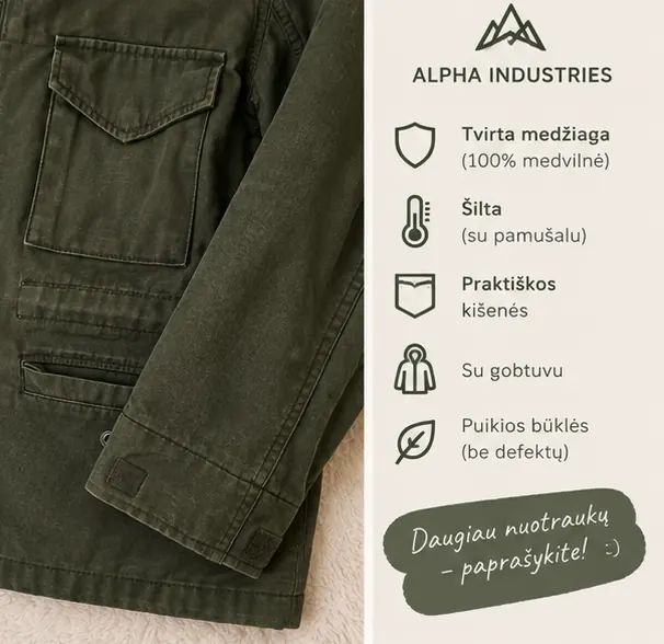 Alpha Industries chaki spalvos striukė 4